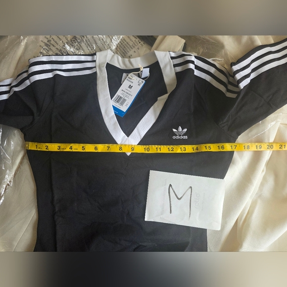 Adidas Adicolor Classics Maxi Dress black white stripes NWT. - Picture 7 of 14